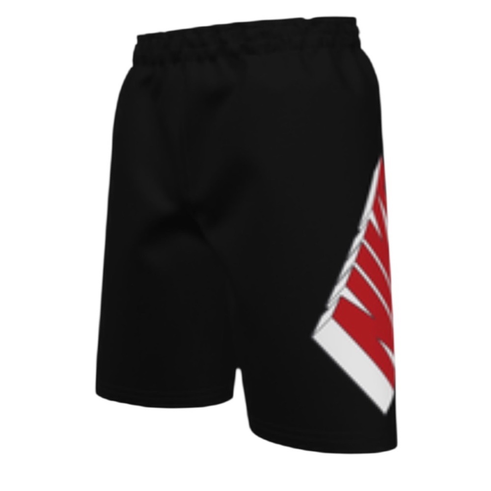 NWT Nike Swim Boys Black 3D Red‎ Logo 7” Swim Trunks Summer Beach Vacation